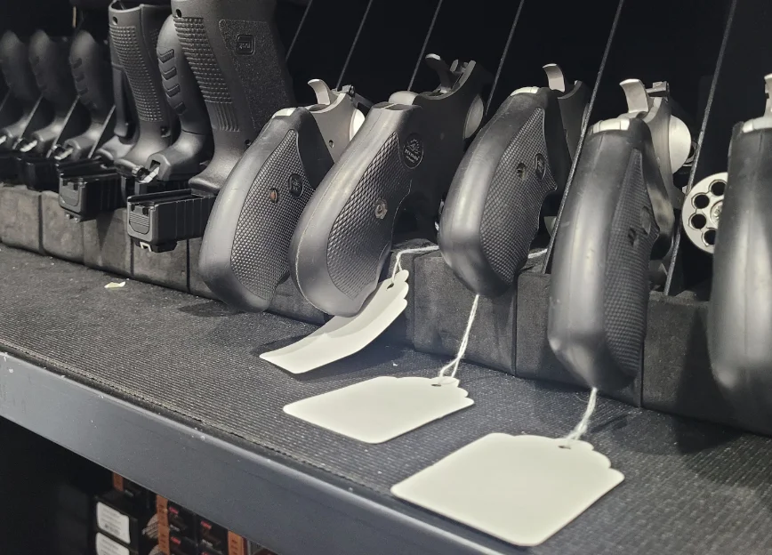 Pistols in a rack